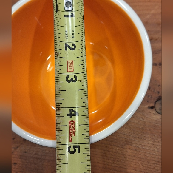 Striped Stacked Bowl Set Of Three Black White Orange Terramoto Ceramic - Picture 6 of 10